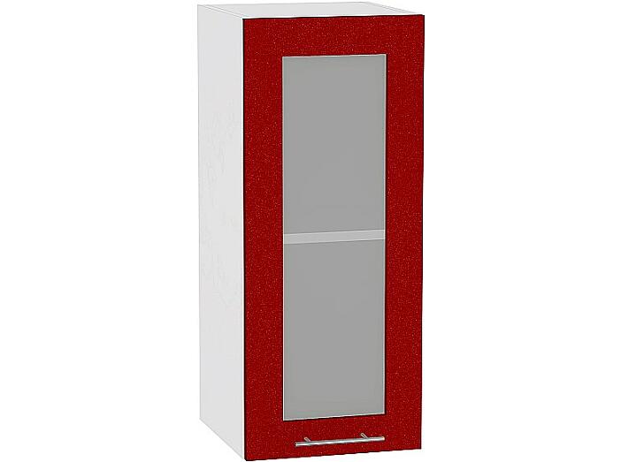 Шкаф верхний с 1-ой остекленной дверцей Валерия-М В 309 Гранатовый металлик-Белый