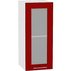 Шкаф верхний с 1-ой остекленной дверцей Валерия-М В 309 Гранатовый металлик-Белый