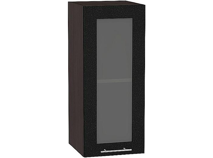 Шкаф верхний с 1-ой остекленной дверцей Валерия-М В 309 Черный металлик-Венге