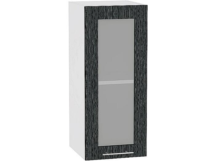 Шкаф верхний с 1-ой остекленной дверцей Валерия-М В 309 Черный металлик дождь-Белый