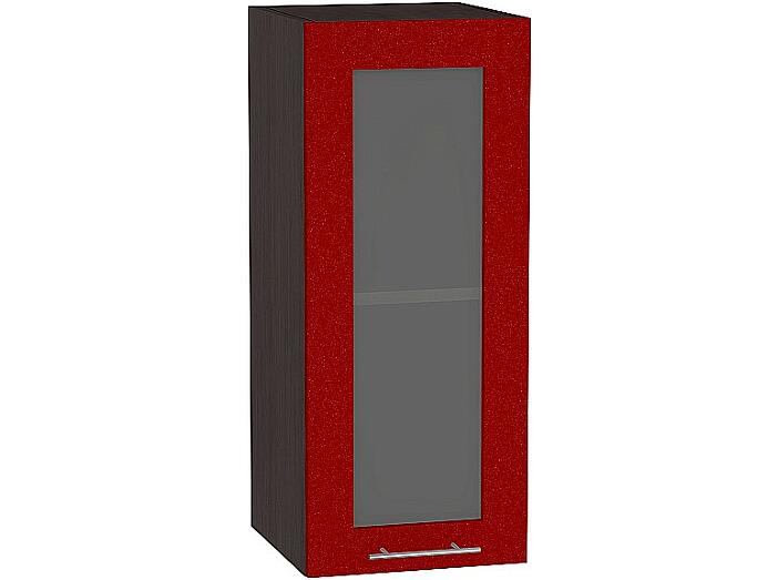 Шкаф верхний с 1-ой остекленной дверцей Валерия-М В 309 Гранатовый металлик-Венге