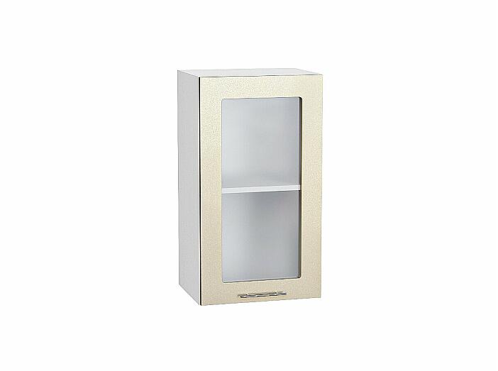 Шкаф верхний с 1-ой остекленной дверцей Валерия-М В 400 Бежевый металлик-Белый