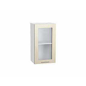 Шкаф верхний с 1-ой остекленной дверцей Валерия-М В 400 Бежевый металлик-Белый