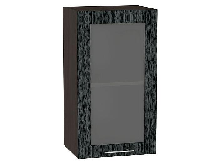 Шкаф верхний с 1-ой остекленной дверцей Валерия-М В 400 Черный металлик дождь-Венге