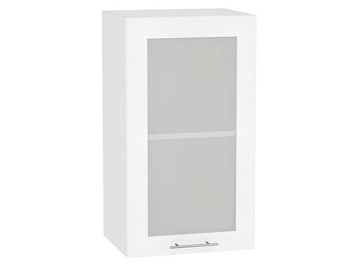 Шкаф верхний с 1-ой остекленной дверцей Валерия-М В 400 Белый металлик-Белый