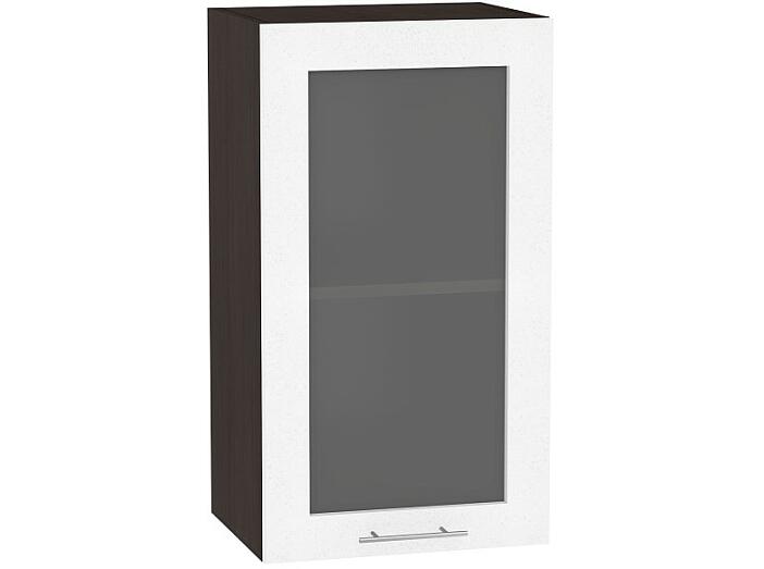 Шкаф верхний с 1-ой остекленной дверцей Валерия-М В 400 Белый металлик-Венге