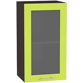 Шкаф верхний с 1-ой остекленной дверцей Валерия-М В 400 Лайм глянец-Венге