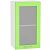 Шкаф верхний с 1-ой остекленной дверцей Валерия-М В 400 Салатовый глянец-Белый