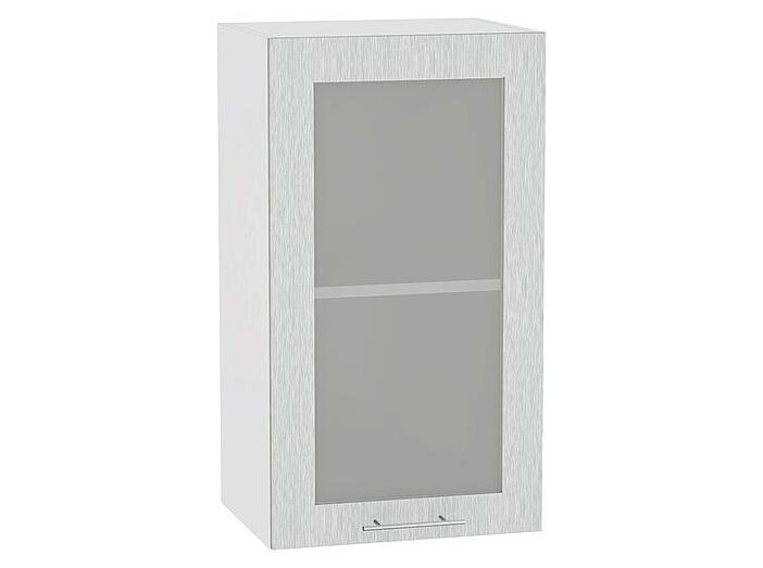 Шкаф верхний с 1-ой остекленной дверцей Валерия-М В 400 Серый металлик дождь-Белый