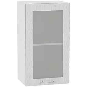 Шкаф верхний с 1-ой остекленной дверцей Валерия-М В 400 Серый металлик дождь-Белый