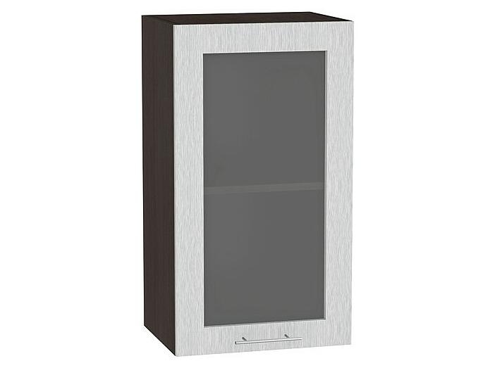 Шкаф верхний с 1-ой остекленной дверцей Валерия-М В 400 Серый металлик дождь-Венге