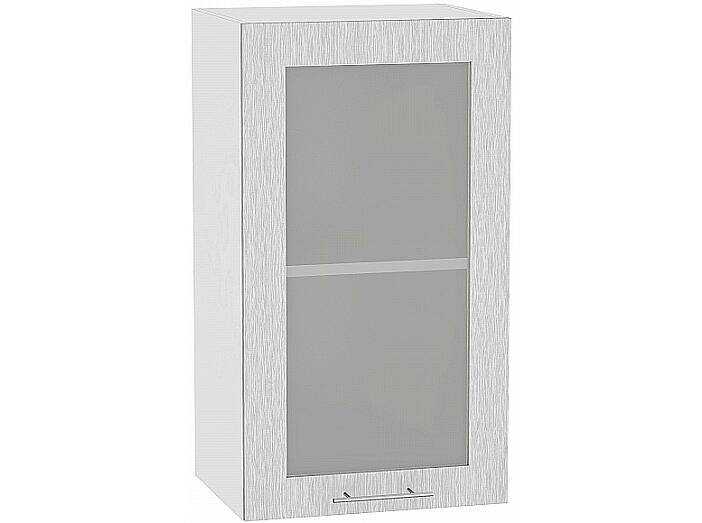 Шкаф верхний с 1-ой остекленной дверцей Валерия-М В 400 Серый металлик дождь светлый-Белый