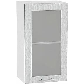 Шкаф верхний с 1-ой остекленной дверцей Валерия-М В 400 Серый металлик дождь светлый-Белый