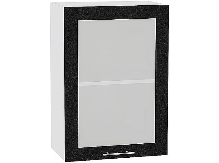 Шкаф верхний с 1-ой остекленной дверцей Валерия-М В 509 Черный металлик-Белый