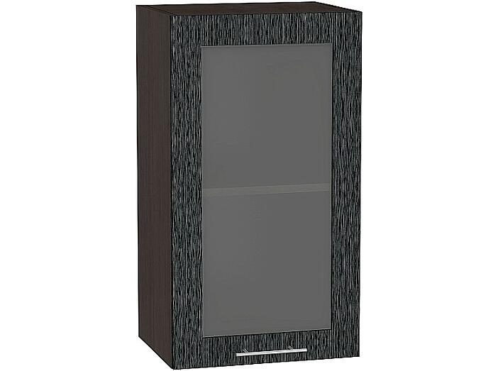 Шкаф верхний с 1-ой остекленной дверцей Валерия-М В 409 Черный металлик дождь-Венге