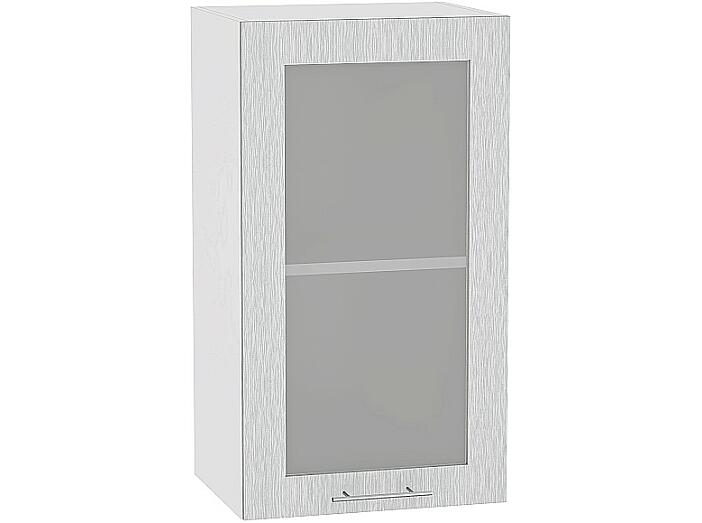 Шкаф верхний с 1-ой остекленной дверцей Валерия-М В 409 Серый металлик дождь светлый-Белый