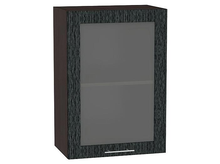 Шкаф верхний с 1-ой остекленной дверцей Валерия-М В 500 Черный металлик дождь-Венге