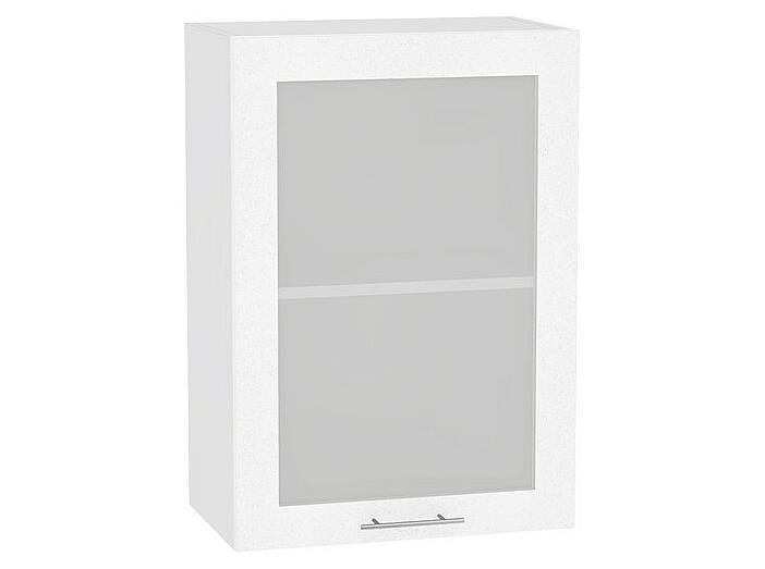 Шкаф верхний с 1-ой остекленной дверцей Валерия-М В 500 Белый металлик-Белый