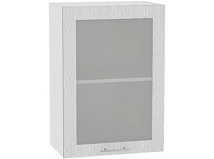 Шкаф верхний с 1-ой остекленной дверцей Валерия-М В 500 Серый металлик дождь светлый-Белый