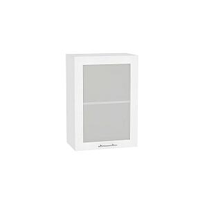 Шкаф верхний с 1-ой остекленной дверцей Валерия-М В 509 Белый металлик-Белый