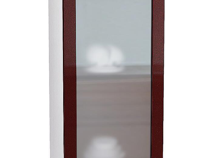 Шкаф верхний с 1-ой остекленной дверцей Валерия-М В 509 Гранатовый металлик-Белый