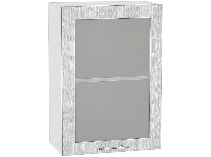 Шкаф верхний с 1-ой остекленной дверцей Валерия-М В 509 Серый металлик дождь светлый-Белый