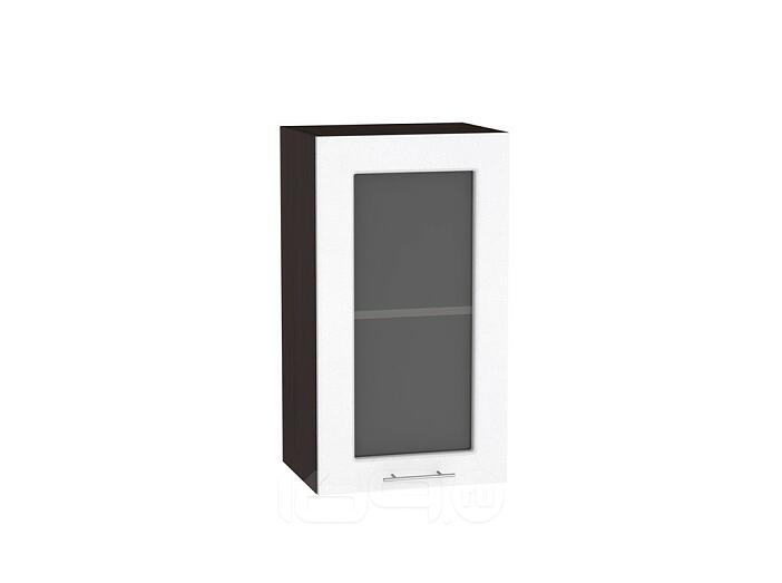  Шкаф верхний с 1-ой остекленной дверцей Вега В 400 Белый металлик-Венге