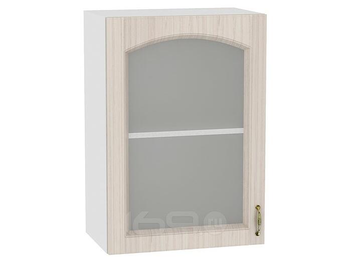 Шкаф верхний с 1-ой остекленной дверцей Верона В 500 Ясень шимо светлый-Белый