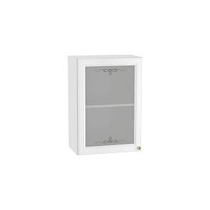 Шкаф верхний с 1-ой остекленной дверцей Версаль В 500 Белый Софт-Белый