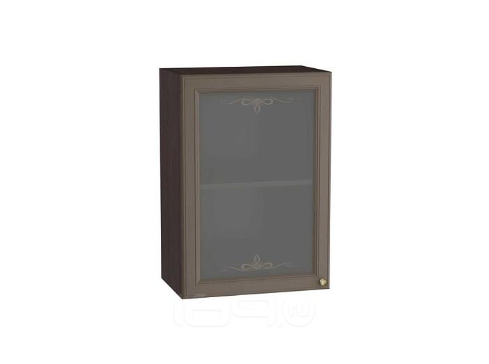 Шкаф верхний с 1-ой остекленной дверцей Версаль В 500 Смоки Софт-Венге 