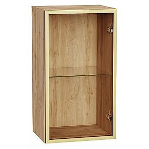 Шкаф верхний с 1-ой остекленной дверцей Золотой/Дуб Вотан Полки Стекло 716*400*322