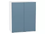 Шкаф верхний с 2-мя дверцами Фьюжн Silky Blue Белый 716*600*320