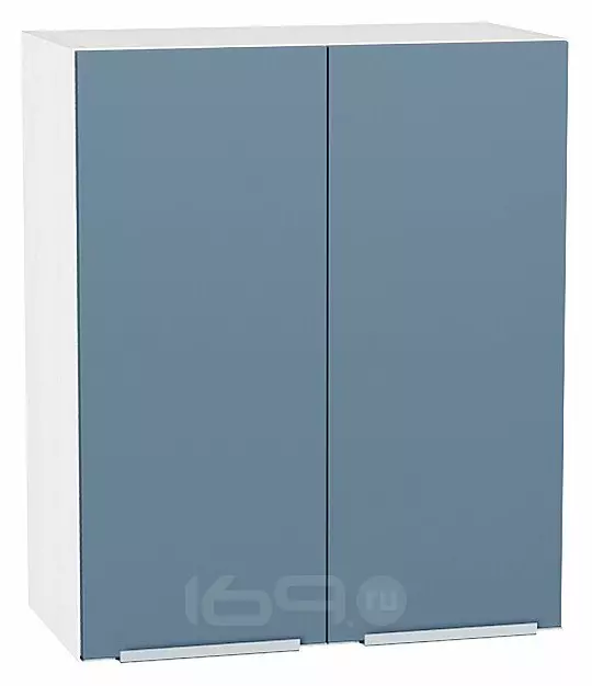 Шкаф верхний с 2-мя дверцами Фьюжн Silky Blue Белый 716*600*320