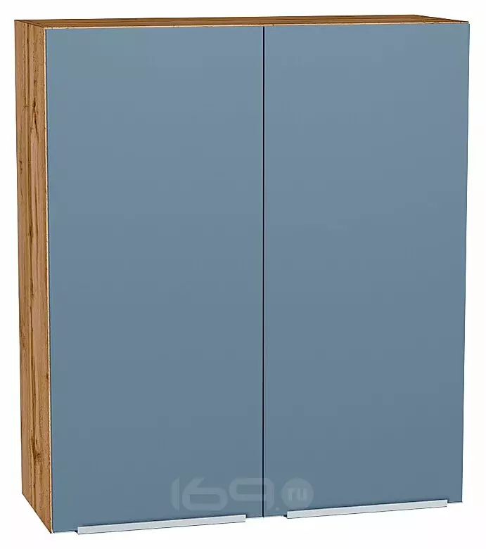 Шкаф верхний с 2-мя дверцами Фьюжн Silky Blue Дуб Вотан 920*800*320