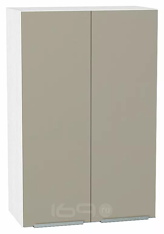 Шкаф верхний с 2-мя дверцами Фьюжн В 609 Silky Grey-Белый