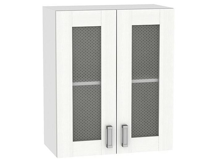 Шкаф верхний с 2-мя остекленными дверцами Лофт В 600 Snow Veralinga-Белый