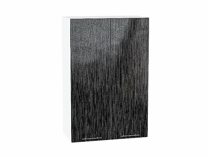 Шкаф верхний с 2-мя дверцами Валерия-М Черный металлик дождь Белый 920*600*318