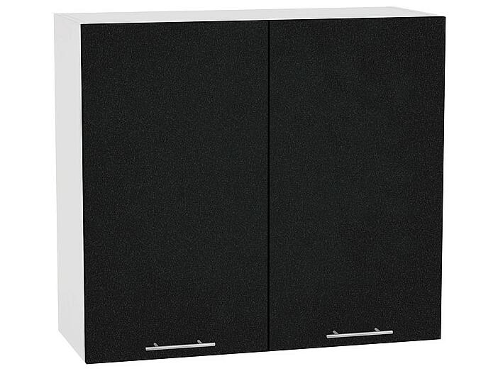 Шкаф верхний с 2-мя дверцами Валерия-М В 800 Черный металлик-Белый