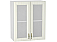 Шкаф верхний с 2-мя остекленными дверцами Виктория В 600 Белый сандал-Белый