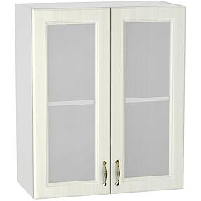 Шкаф верхний с 2-мя остекленными дверцами Виктория В 600 Белый сандал-Белый