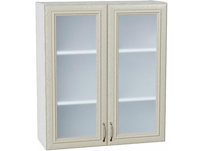 Шкаф верхний с 2-мя остекленной дверцей Шале В 809 Ivory-Белый