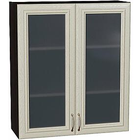 Шкаф верхний с 2-мя остекленной дверцей Шале В 809 Ivory-Венге