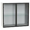 Шкаф верхний с 2-мя остекленными дверцами Черный/Белый Полки Стекло 716*800*322