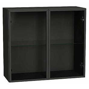 Шкаф верхний с 2-мя остекленными дверцами Черный/Graphite Полки Стекло 716*800*322