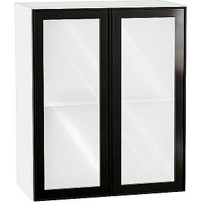 Шкаф верхний с 2-мя остекленными дверцами Эйр Black Silk/Белый 716*600*320