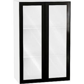 Шкаф верхний с 2-мя остекленными дверцами Эйр Black Silk/Белый 920*600*320