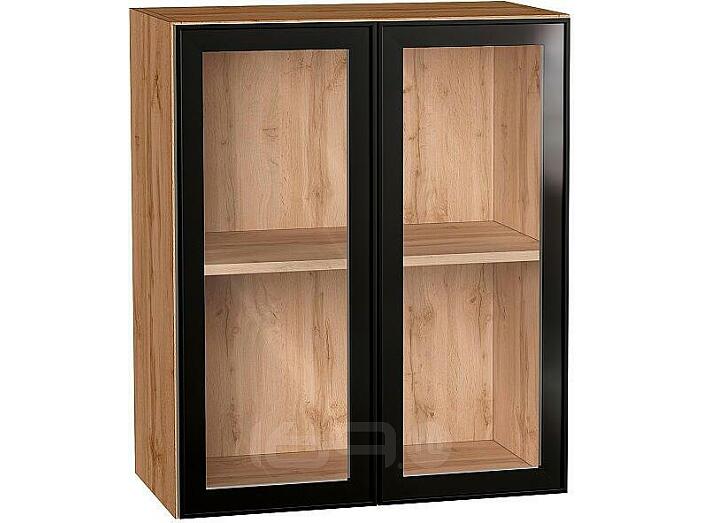 Шкаф верхний с 2-мя остекленными дверцами Эйр Black Silk/Дуб Вотан 716*600*320