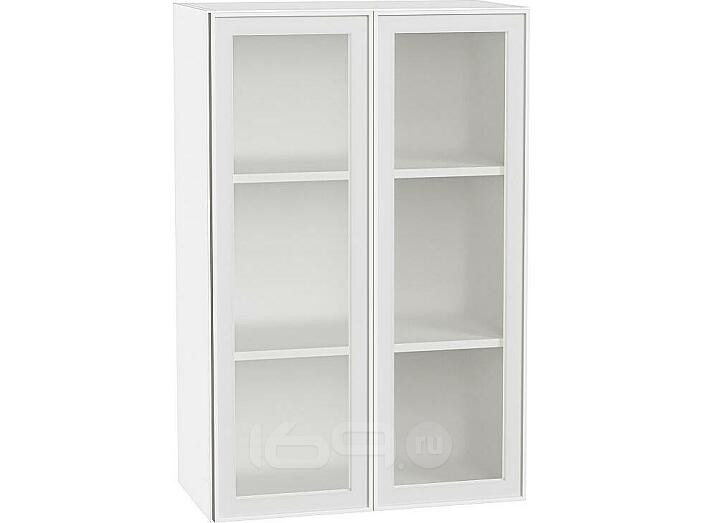 Шкаф верхний с 2-мя остекленными дверцами Эйр White Silk/Белый 920*600*320