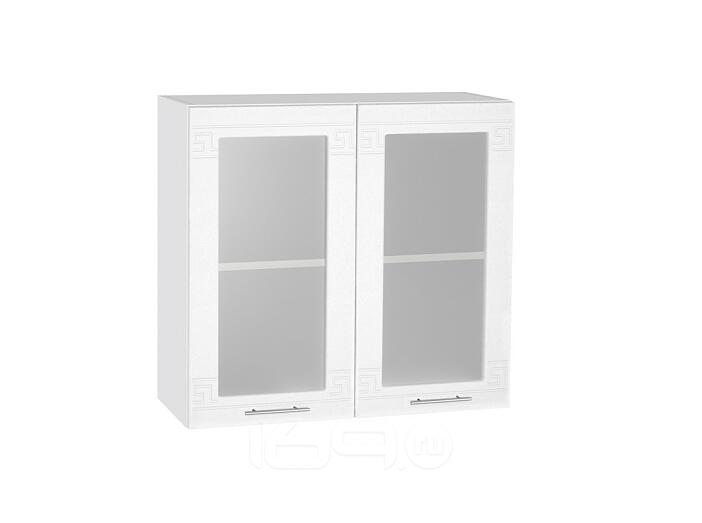 Шкаф верхний с 2-мя остекленными дверцами Греция В 800 Белый металлик-Белый