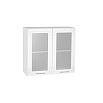 Шкаф верхний с 2-мя остекленными дверцами Греция В 800 Белый металлик-Белый